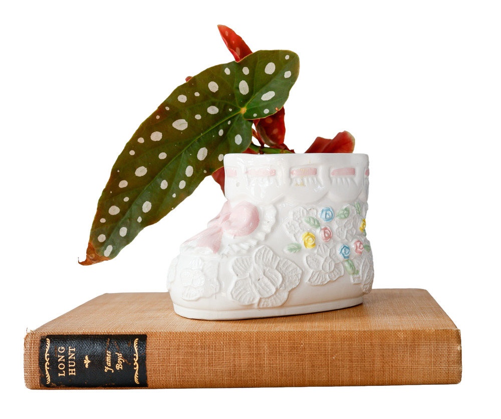 Vintage Baby Bootie Floral Planter Midcentury Retro Kitschy Kids Nursery Cottage